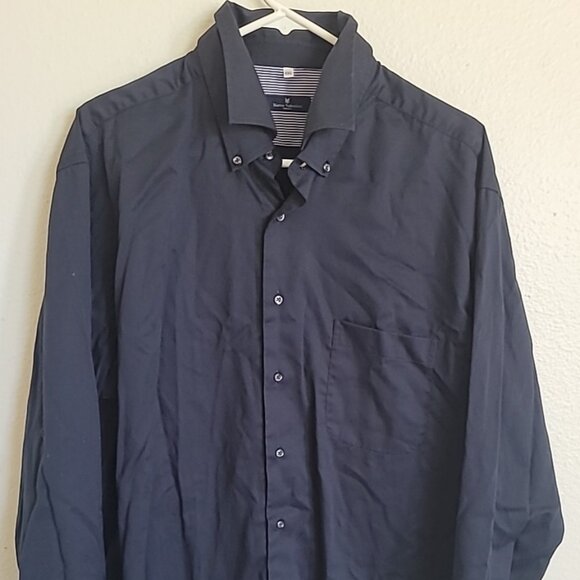 Marco Valentino Milano Dark Blue Dress Shirt Long Sleeve Button-Up XXL - Picture 1 of 9